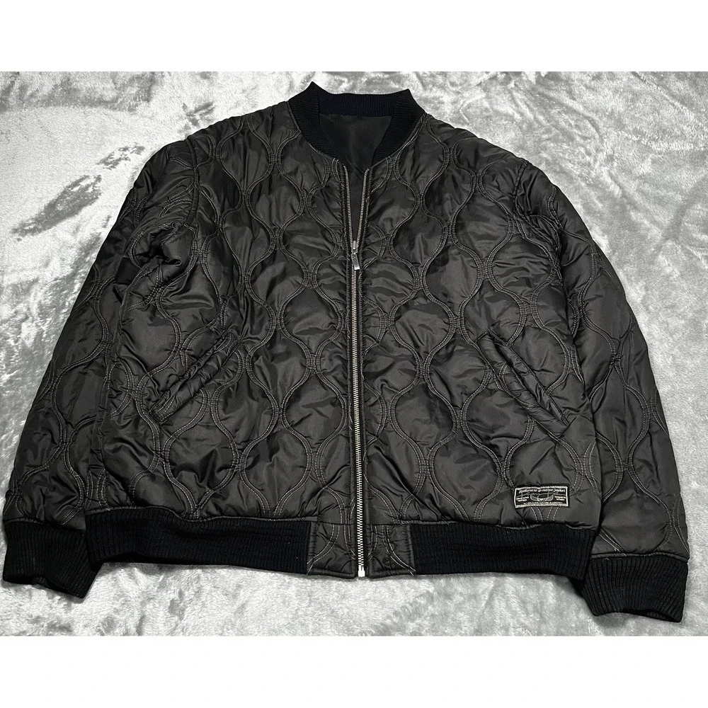 Sean John Jacket Men Size Large Reversible Bomber Puffer Coat Y2K Black